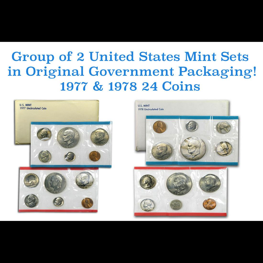 Group of 2 United States Mint Proof Sets 1977-1978 12 coins (1 of 3)