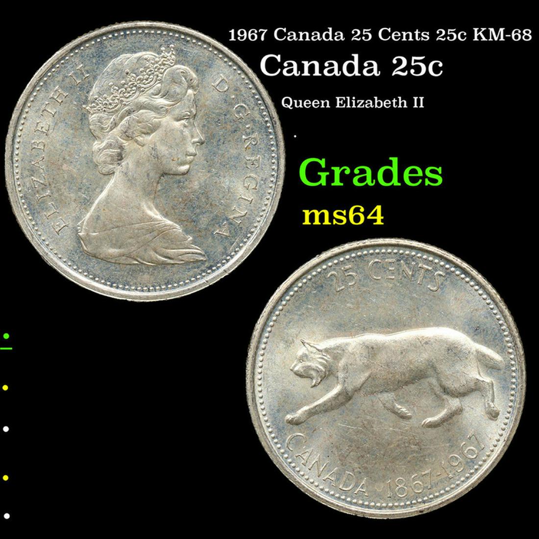 1967 Canada 25 Cents 25c KM-68 Grades Choice Unc (1 of 3)