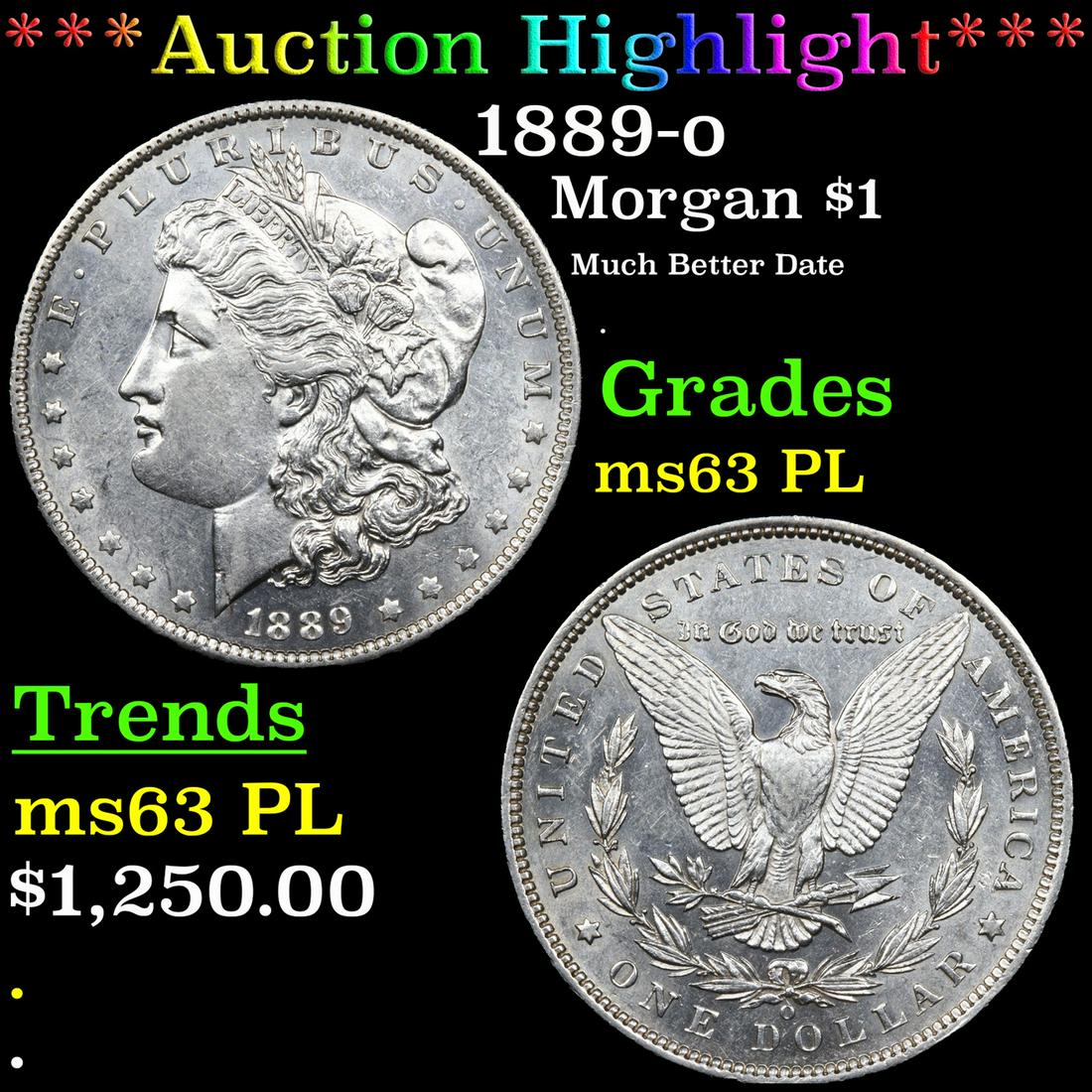 ***Auction Highlight*** 1889-o Morgan Dollar $1 Graded Select Unc PL BY USCG (fc) (1 of 3)
