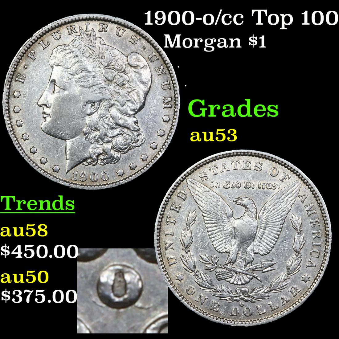 1900-o/cc Top 100 Morgan Dollar $1 Graded au53 BY SEGS (1 of 4)