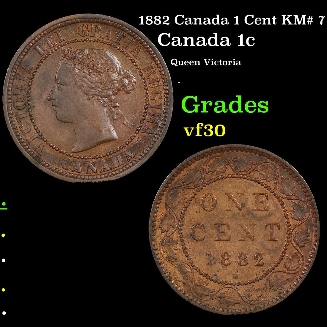 1882 Canada 1 Cent KM# 7 Grades vf++ (1 of 3)