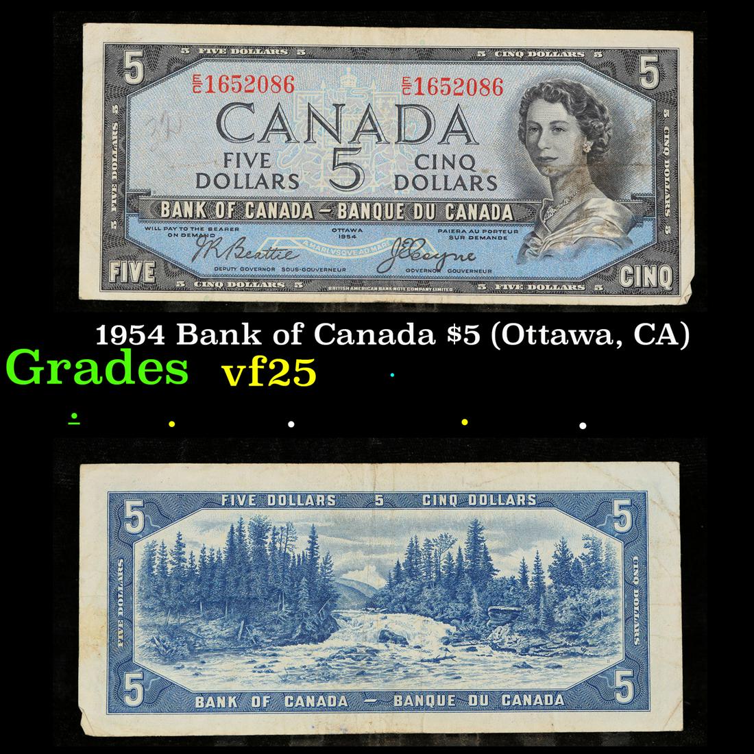1954 Bank of Canada $5 (Ottawa, CA) Grades vf+ (1 of 1)