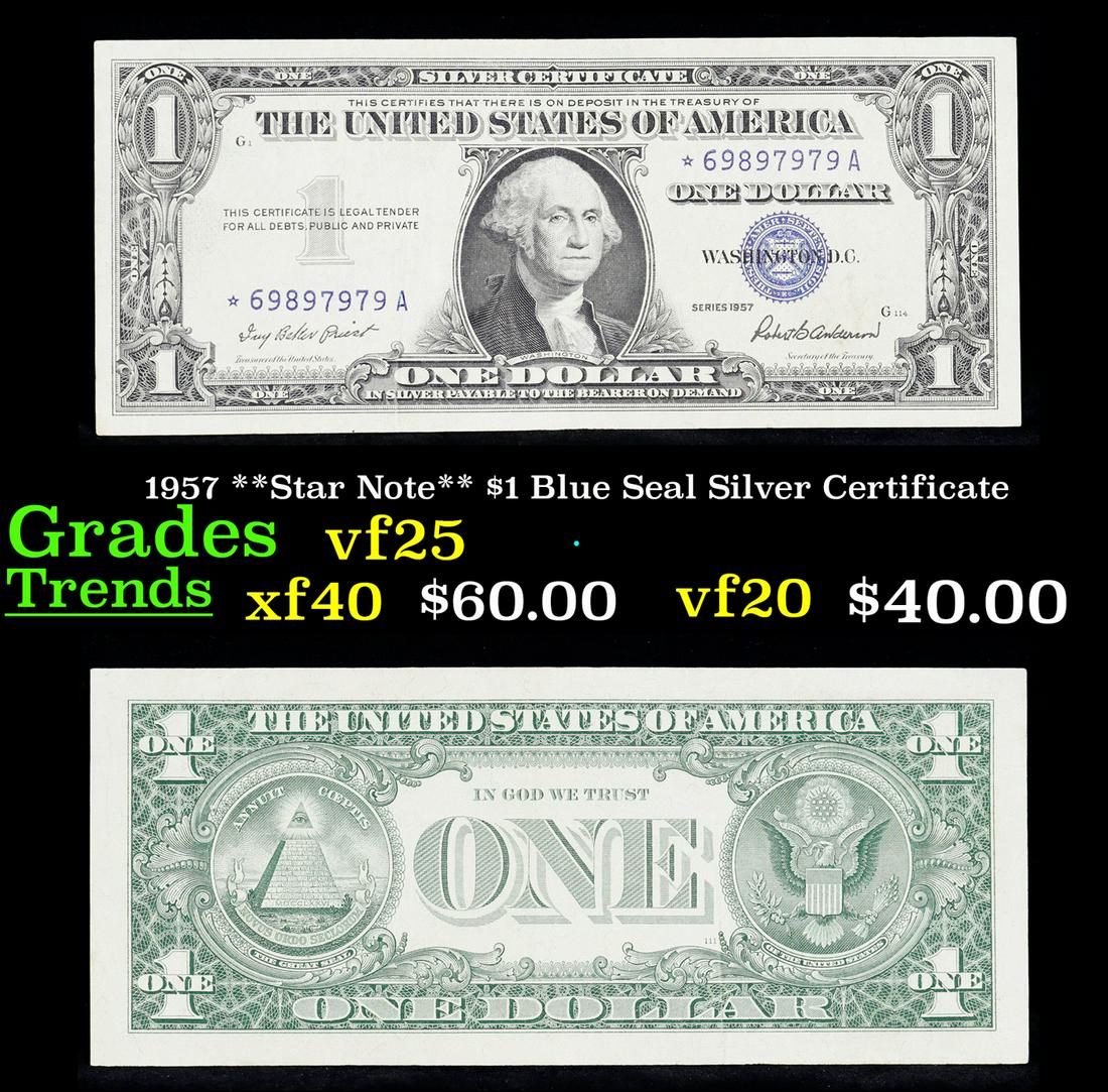 1957 **Star Note** $1 Blue Seal Silver Certificate Grades vf+ (1 of 3)
