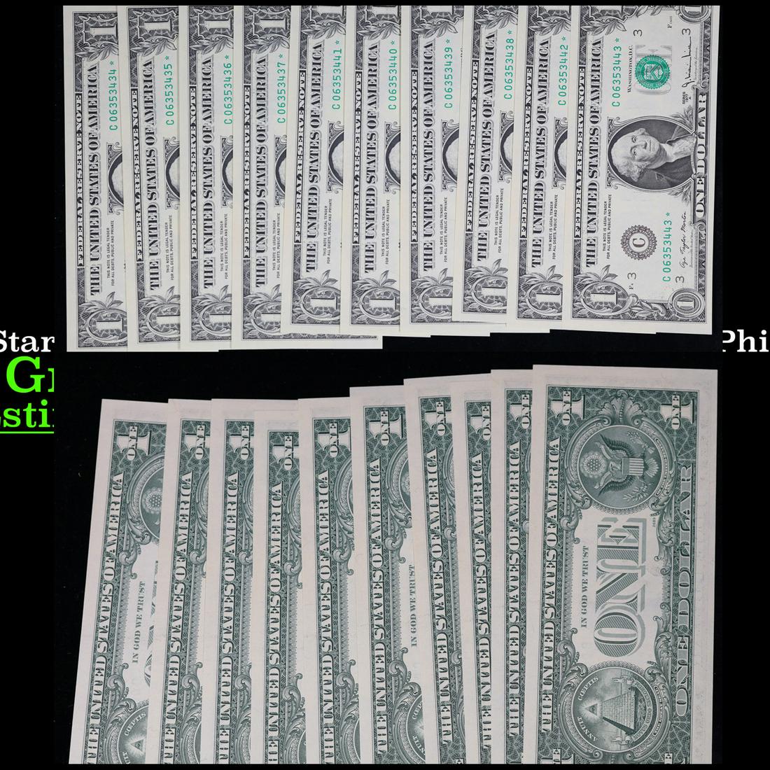 10x Consecutive **Star Note** 1977A $1 Federal Reserve Notes (Philadelphia, PA), All CU Grades CU (1 of 3)