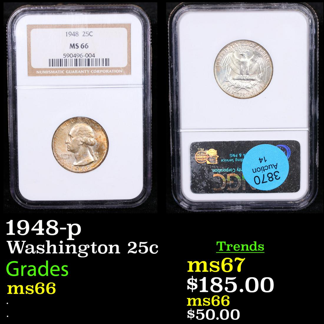 NGC 1948-p Washington Quarter 25c Graded ms66 By NGC (1 of 3)