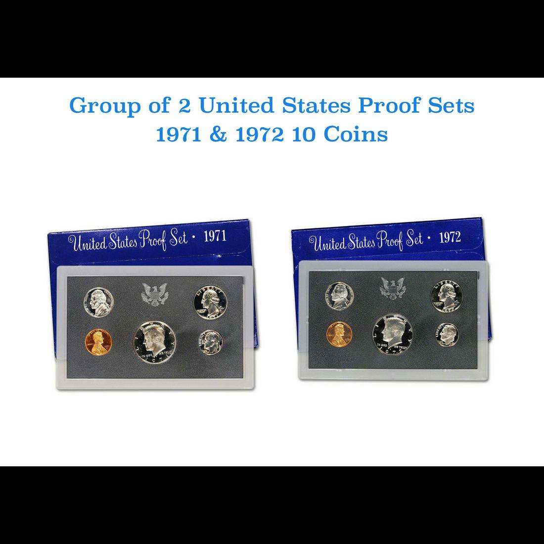 Group of 2 United States Mint Proof Sets 1971-1972 10 coins (1 of 3)