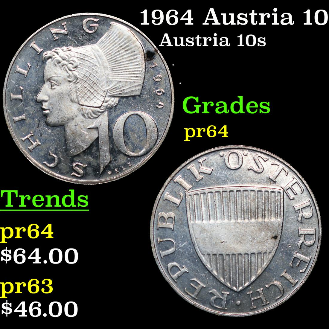 Proof 1964 Austria 10 Schilling Silver Proof KM# 2882 Grades Choice Proof (1 of 3)