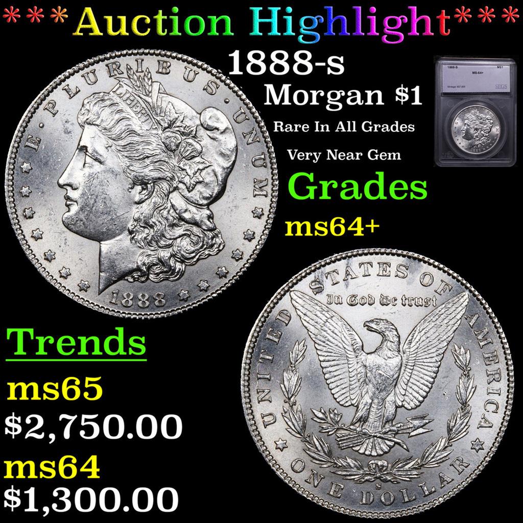 ***Auction Highlight*** 1888-s Morgan Dollar $1 Graded ms64+ BY SEGS (fc) (1 of 5)