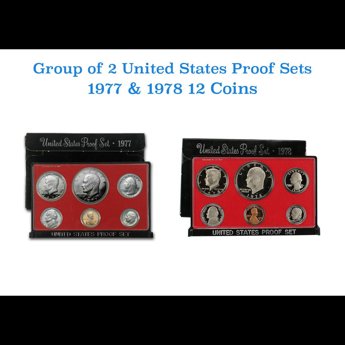 Group of 2 United States Mint Proof Sets 1977-1978 12 coins (1 of 3)
