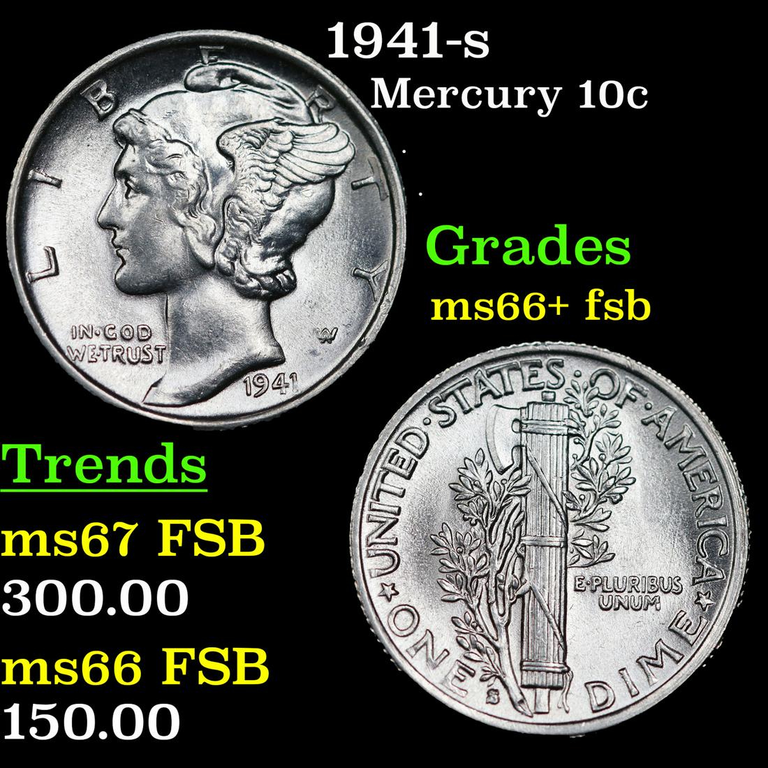 1941-s Mercury Dime 10c Grades GEM++ FSB (1 of 3)