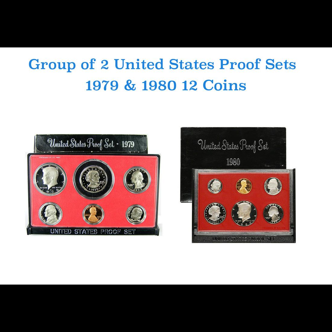 Group of 2 United States Mint Proof Sets 1980-1981 12 coins (1 of 3)