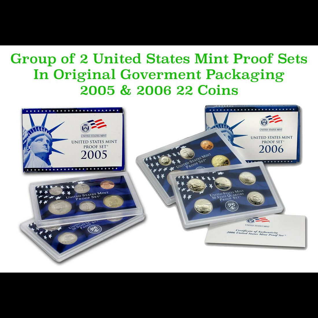 Group of 2 United States Mint Proof Sets 2005-2006 21 coins. (1 of 3)