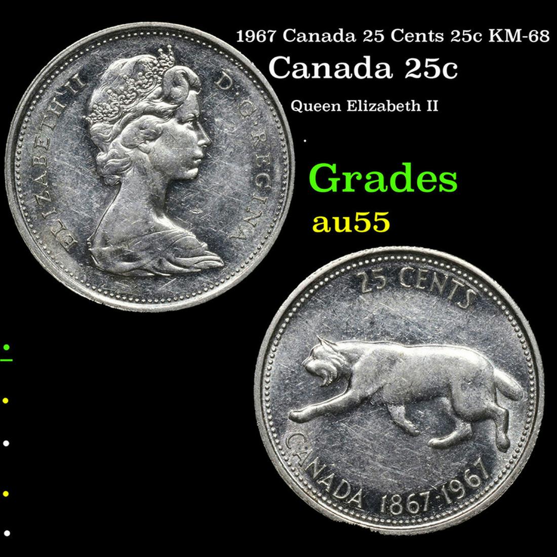 1967 Canada 25 Cents 25c KM-68 Grades Choice AU: 1967 Canada 25 Cents 25c KM-68 Grades Choice AU. Elizabeth was born in Mayfair, London, as the first child of the Duke and Duchess of York (later King George VI and Queen Elizabeth). Her father accede