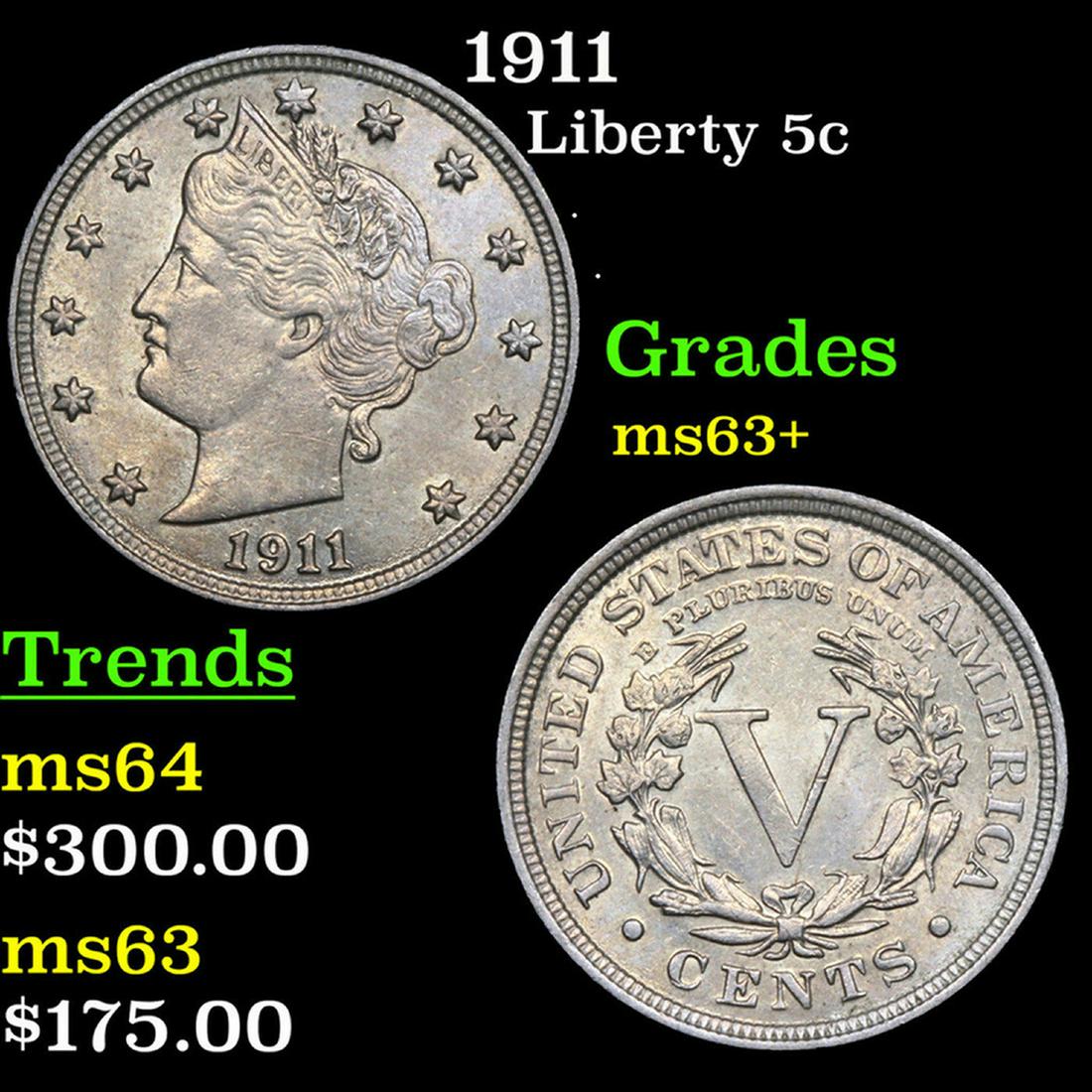 1911 Liberty Nickel 5c Grades Select+ Unc (1 of 3)