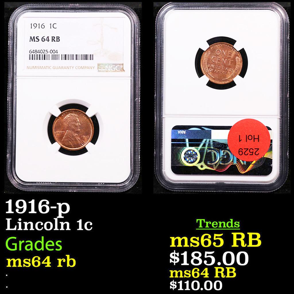 NGC 1916-p Lincoln Cent 1c Graded ms64 rb By NGC (1 of 3)