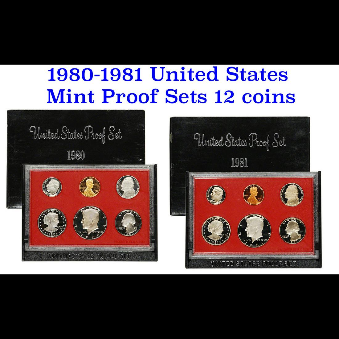 Group of 2 United States Mint Proof Sets 1980-1981 12 coins (1 of 3)