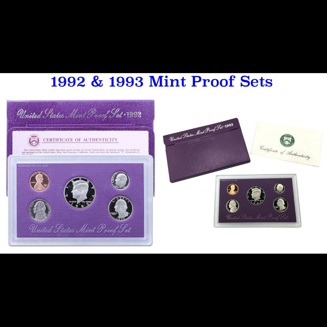 Group of 2 United States Mint Proof Sets 1992-1993 10 coins (1 of 3)