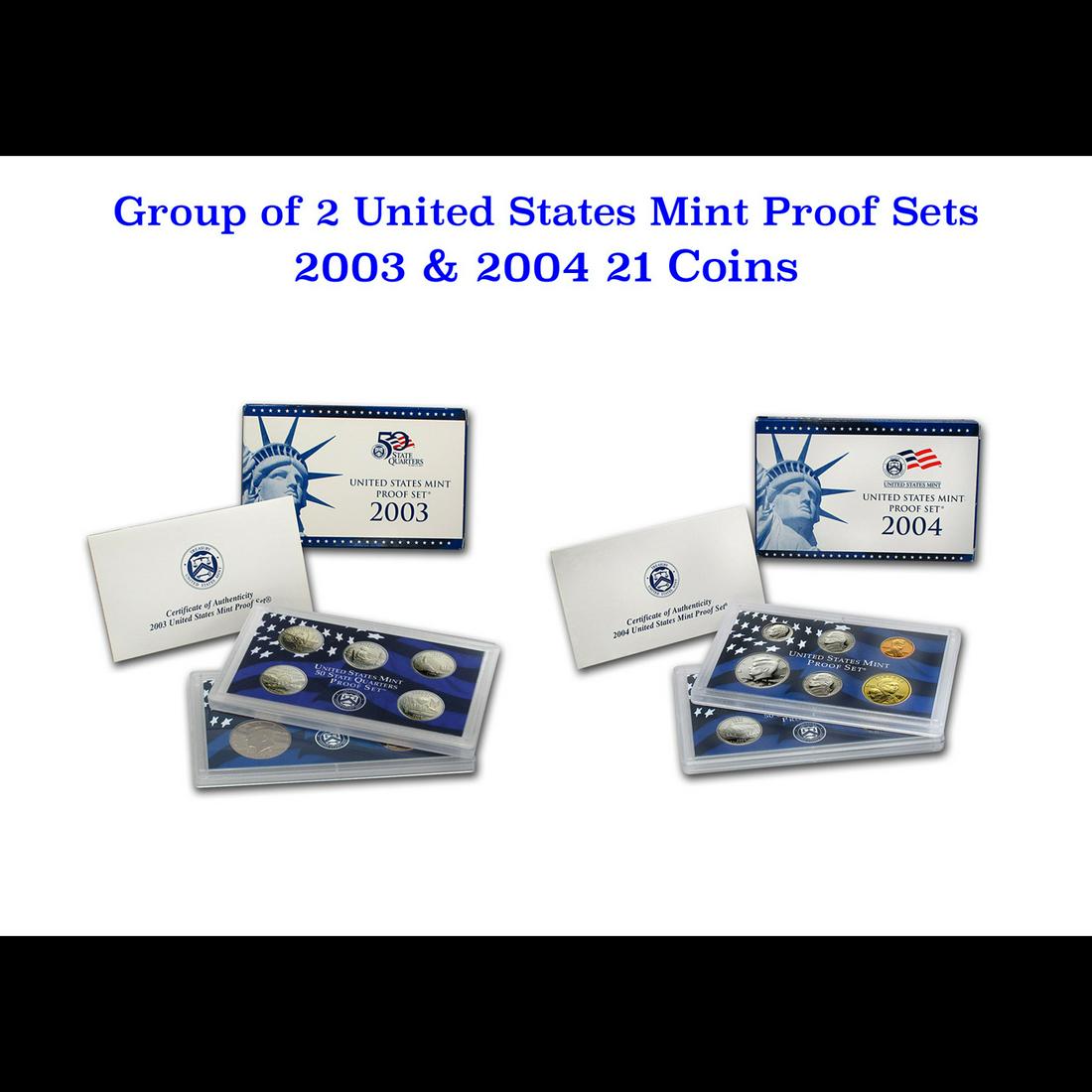 Group of 2 United States Mint Proof Sets 2003-2004 22 coins. (1 of 3)