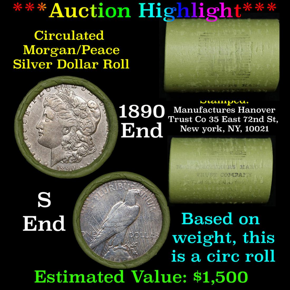 ***Auction Highlight*** Manufactures Hanover Trust Shotgun 1890 & 's' Ends Mixed Morgan/Peace Silver (1 of 5)