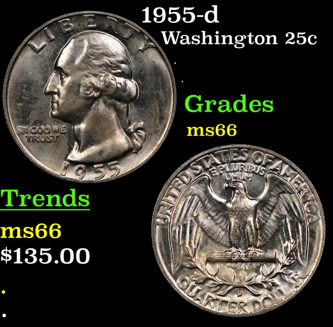 1955-d Washington Quarter 25c Grades GEM+ Unc (1 of 3)