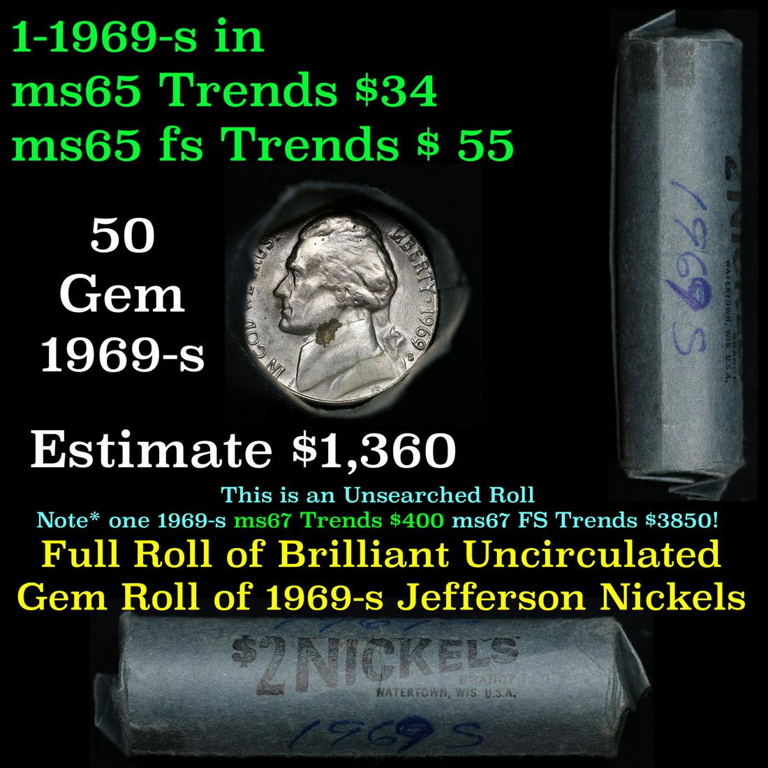 Shotgun Jefferson 5c roll, 1969-s 40 pcs  Vintage Brandt Wrapper (1 of 4)