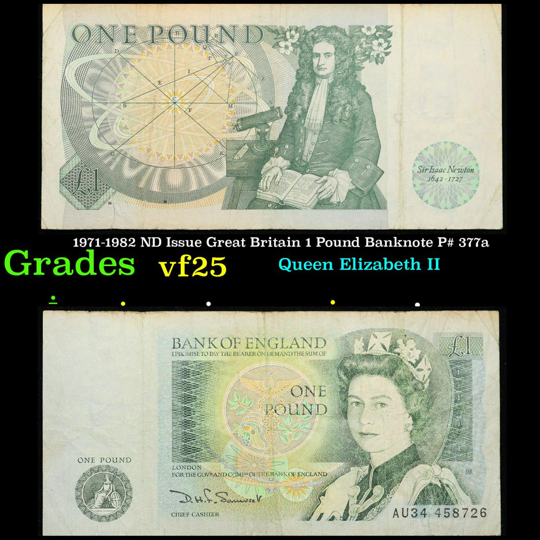 1971-1982 ND Issue Great Britain 1 Pound Banknote P# 377a Grades vf+ (1 of 3)
