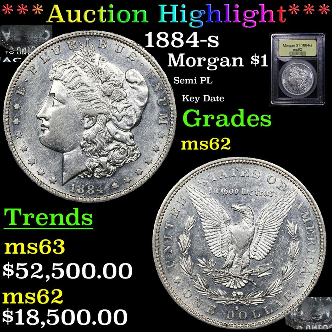***Auction Highlight*** 1884-s Morgan Dollar $1 Graded Select Unc By USCG (fc) (1 of 7)