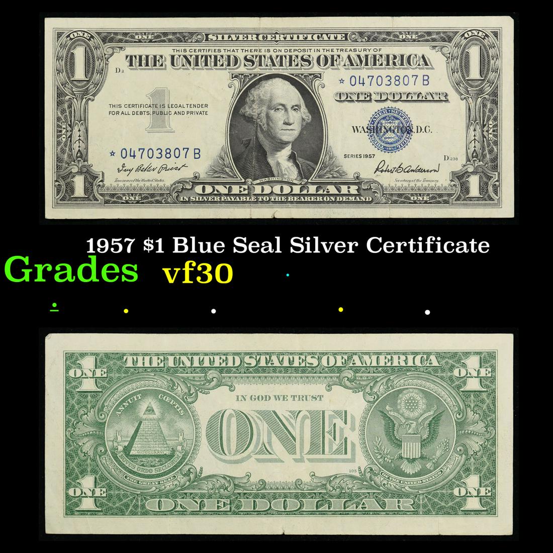 ***Star Note***1957 $1 Blue Seal Silver Certificate Grades vf++ (1 of 3)