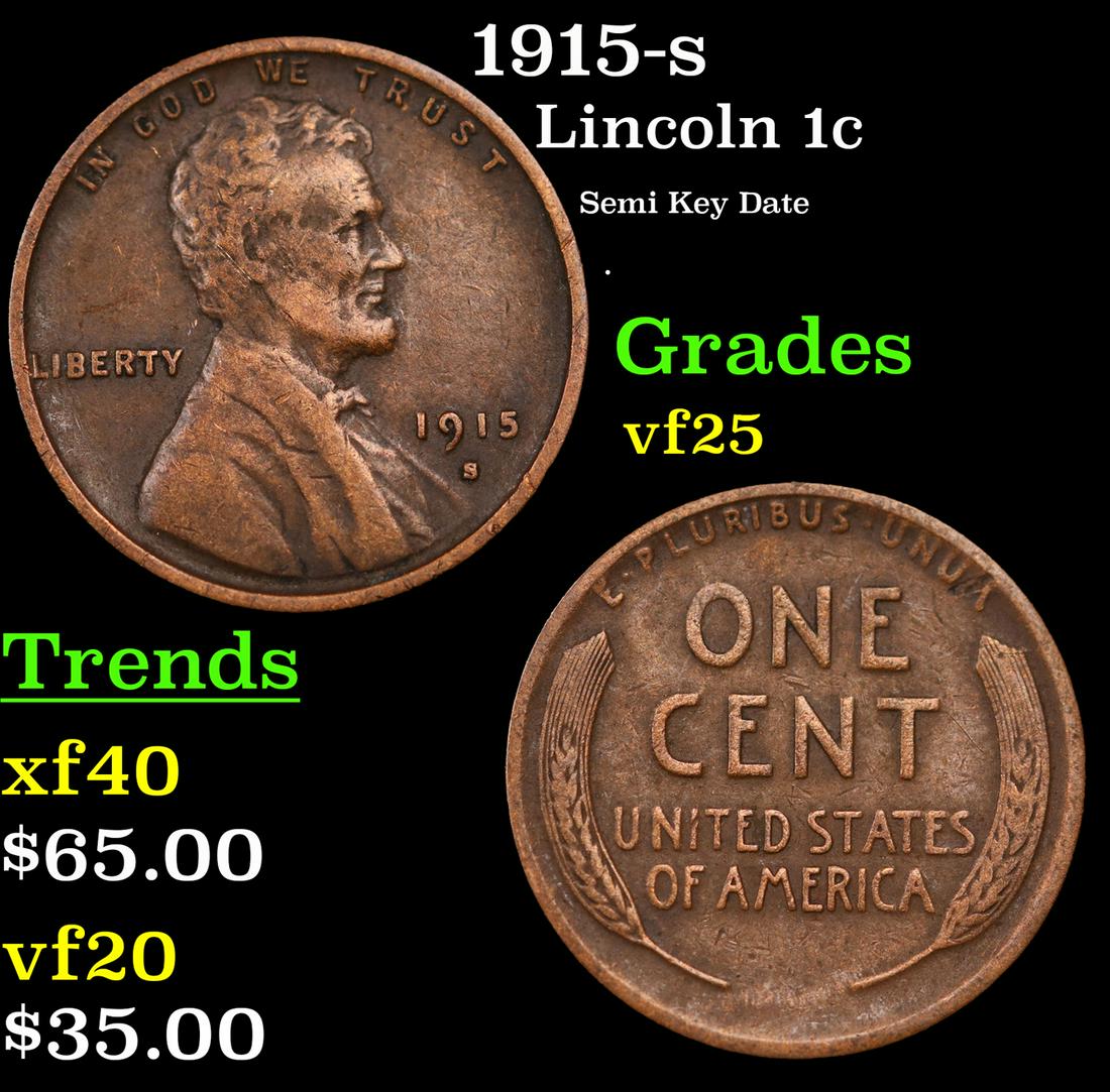 1915-s Lincoln Cent 1c Grades vf+ (1 of 3)