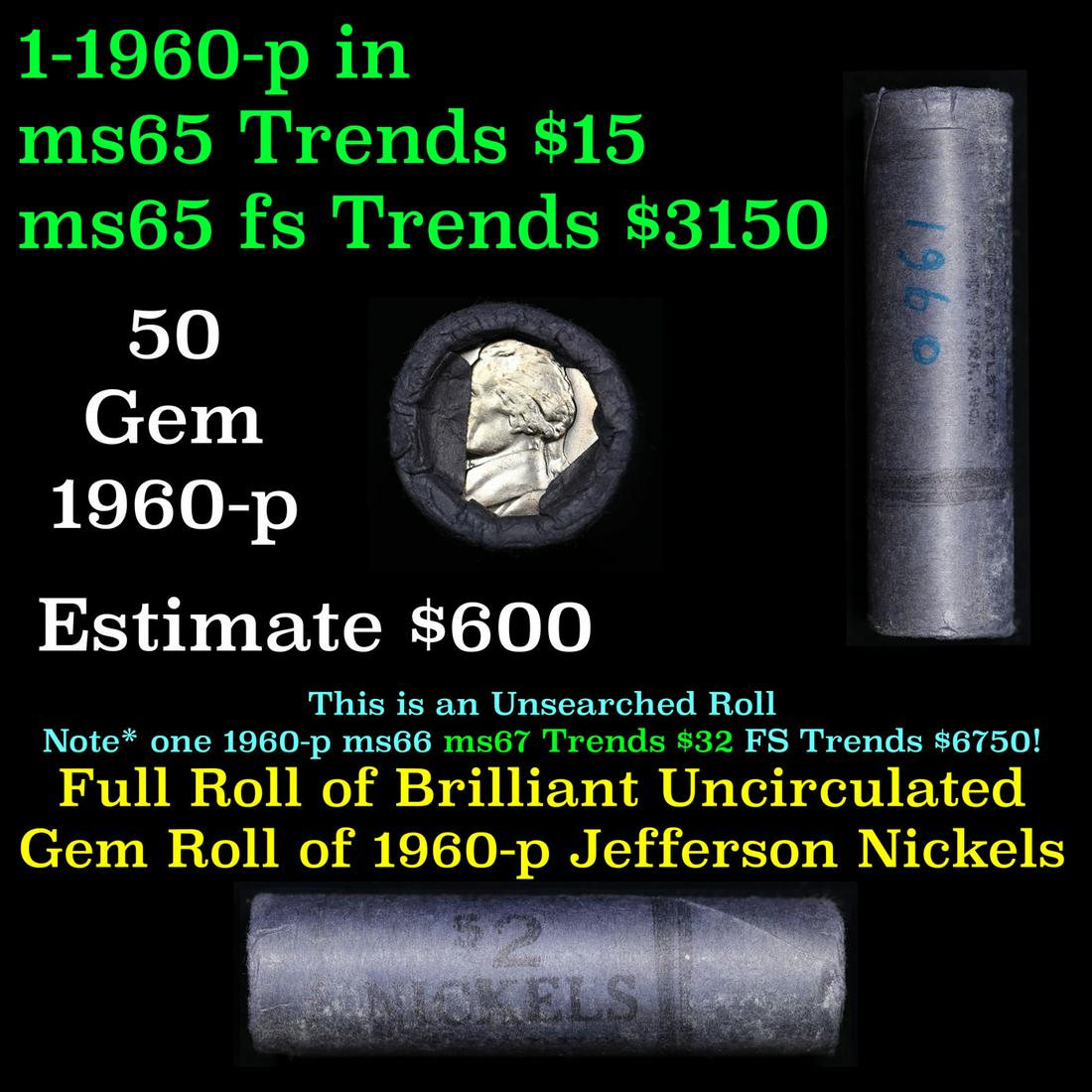 Shotgun Jefferson 5c roll, 1960-p 40 pcs Vintage New York Inc. Wrapper (1 of 4)