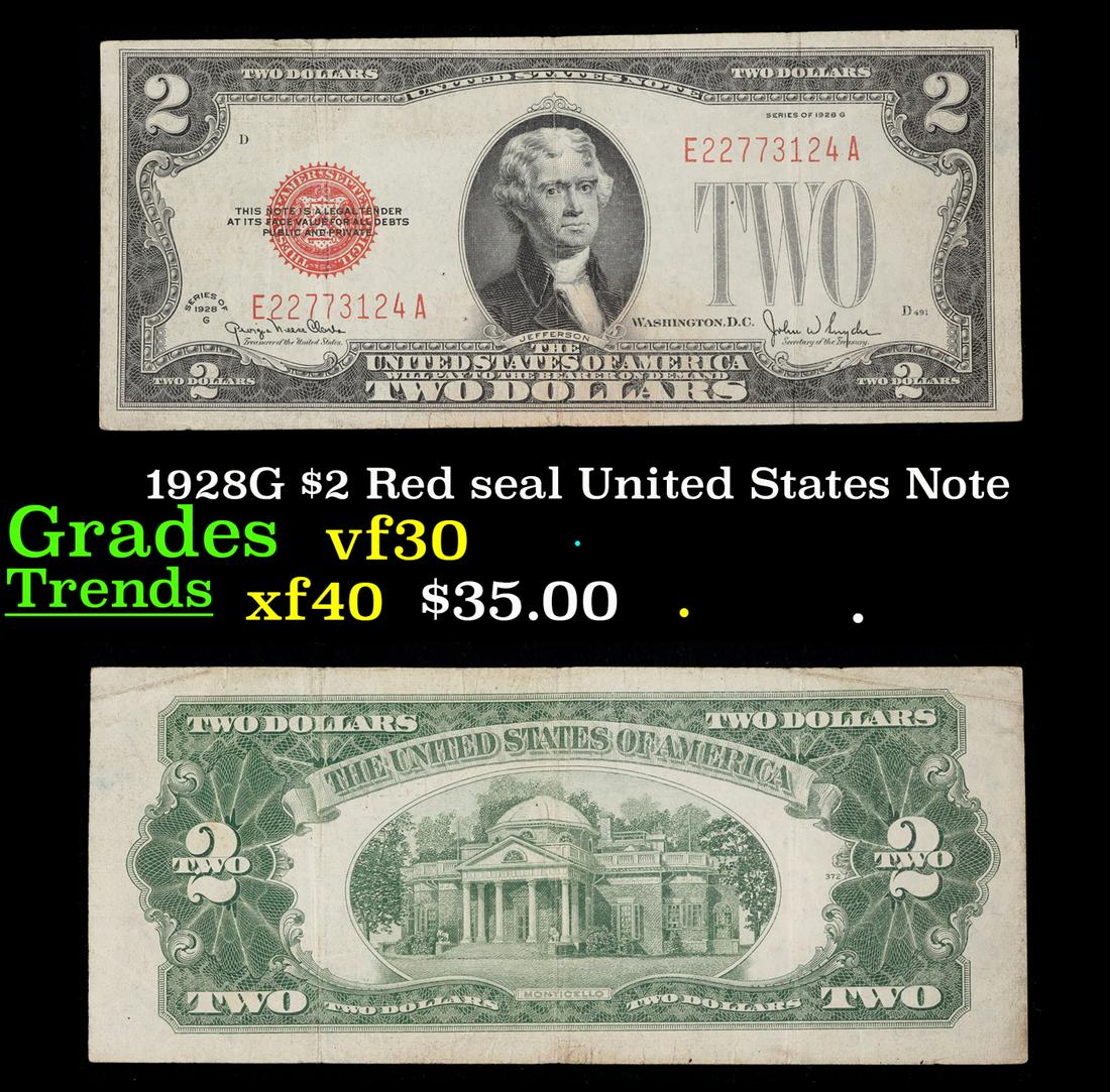 1928G $2 Red seal United States Note Grades vf++ (1 of 3)