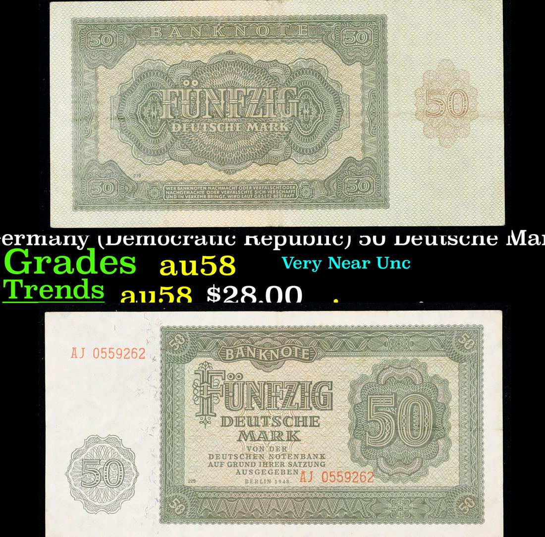1948 East Germany (Democratic Republic) 50 Deutsche Marks Banknote Grades Choice AU/BU Slider (1 of 3)