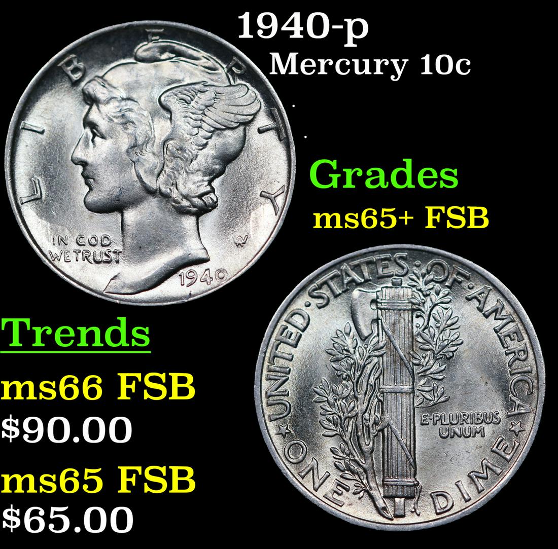 1940-p Mercury Dime 10c Grades GEM+ FSB (1 of 4)