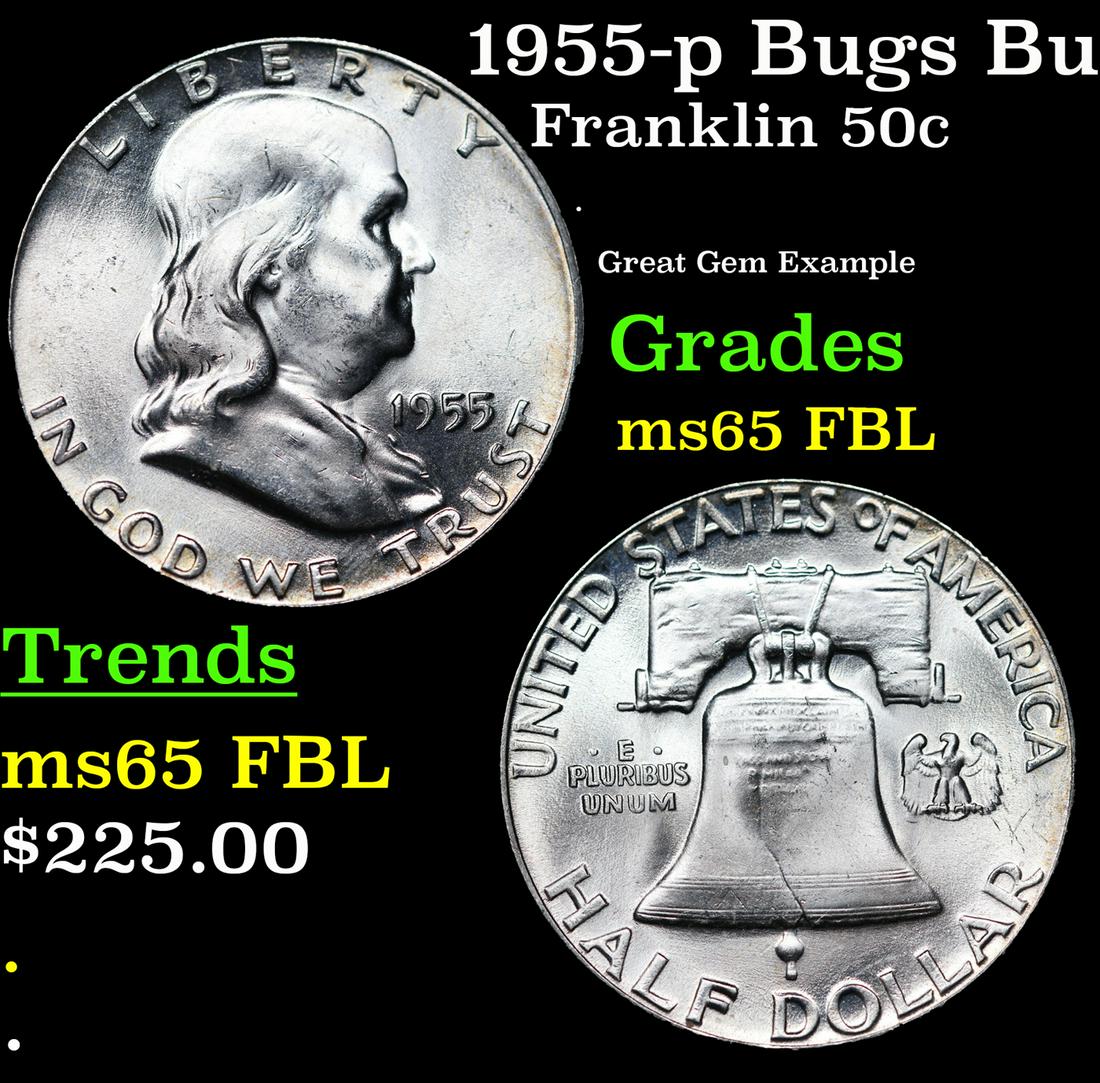 1955-p Bugs Bunny Franklin Half Dollar FS-401 50c Grades GEM FBL (1 of 3)