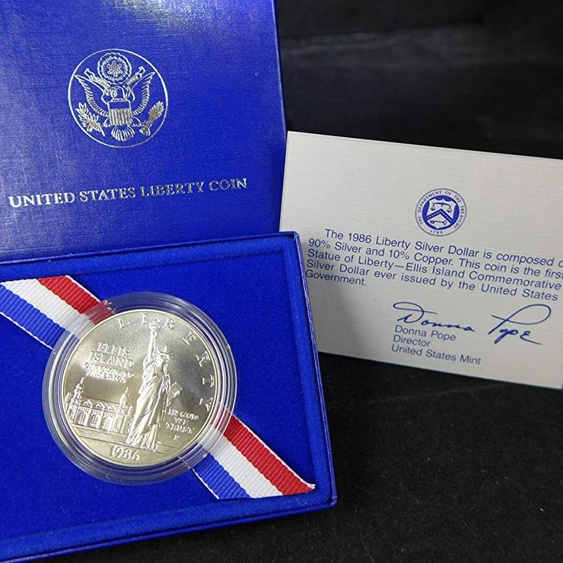 1986-s Silver  proof Statue of Liberty $1 Modern Commemorative Coin, orig box and COA Modern Commem (1 of 1)