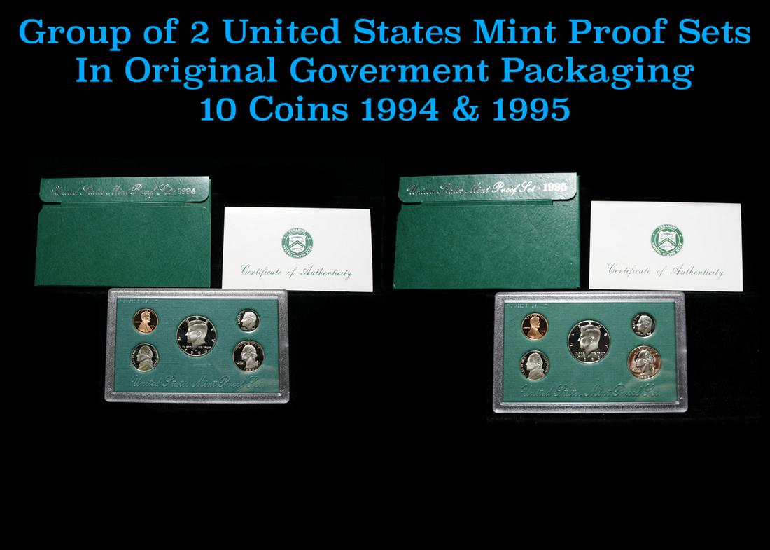 Group of 2 United States Mint Proof Sets 1994-1995 10 coins. (1 of 3)