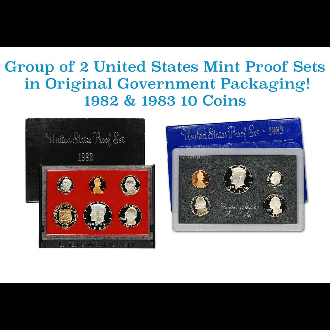 Group of 2 United States Mint Proof Sets 1982-1983 10 coins (1 of 3)