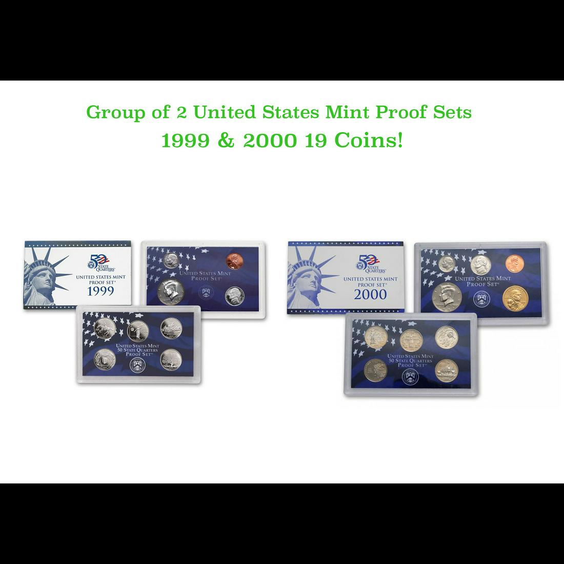 Group of 2 United States Mint Proof Sets 1999-2000 19 coins (1 of 3)
