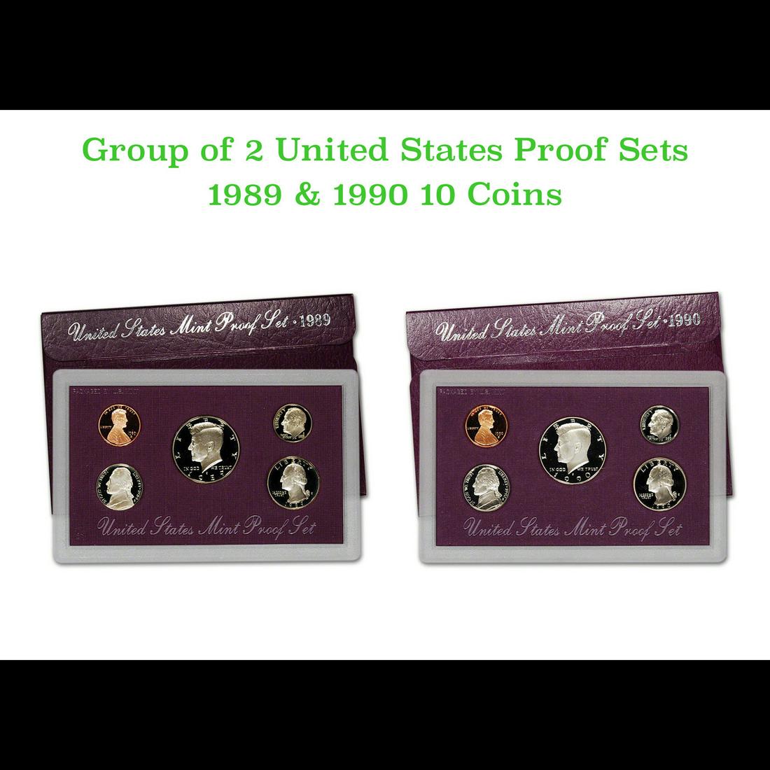 Group of 2 United States Mint Proof Sets 1989-1990 10 coins (1 of 3)