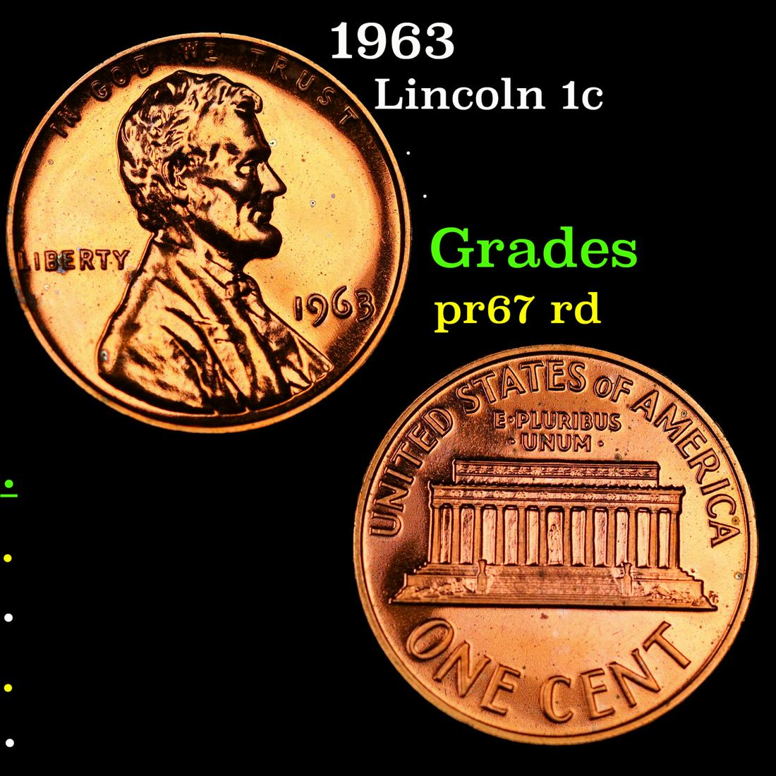 Proof 1963 Lincoln Cent 1c Grades Gem++ Proof Red (1 of 3)