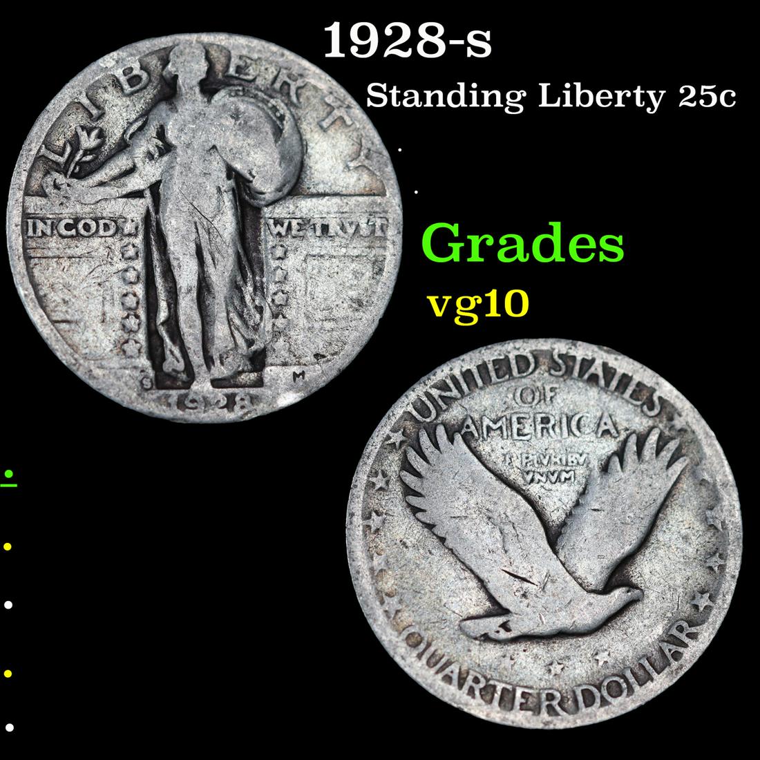 1928-s Standing Liberty Quarter 25c Grades vg+ (1 of 3)