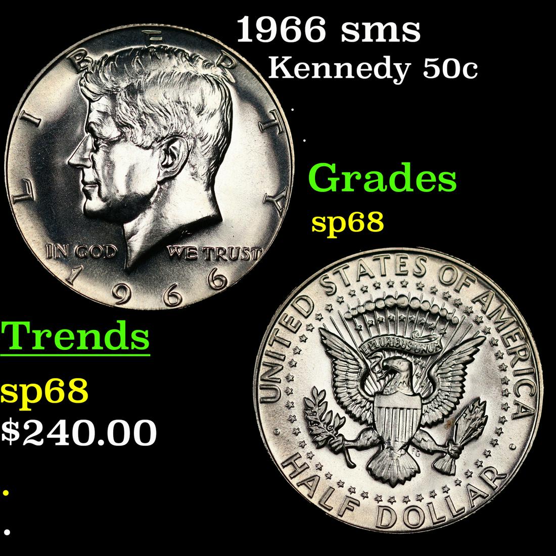1966 sms Kennedy Half Dollar 50c Grades sp68 (1 of 3)