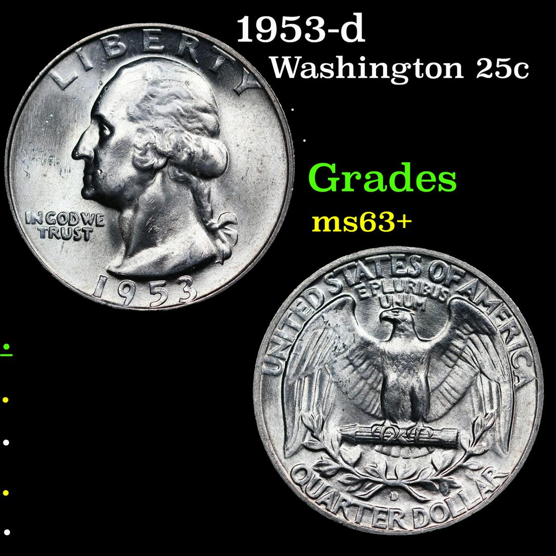 1953-d Washington Quarter 25c Grades Select+ Unc (1 of 3)