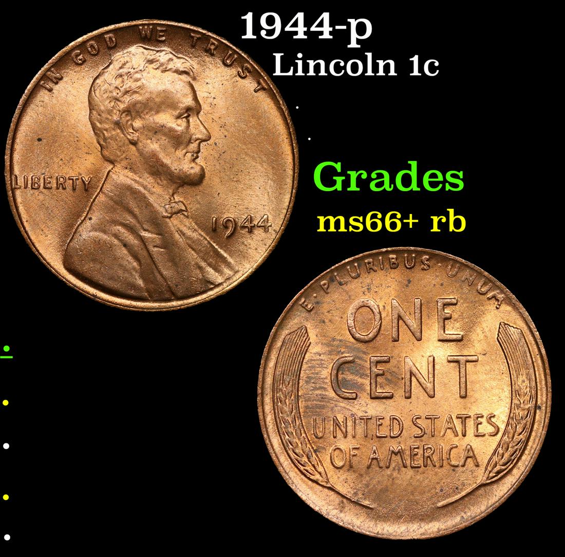 1944-p Lincoln Cent 1c Grades GEM++ RB (1 of 3)