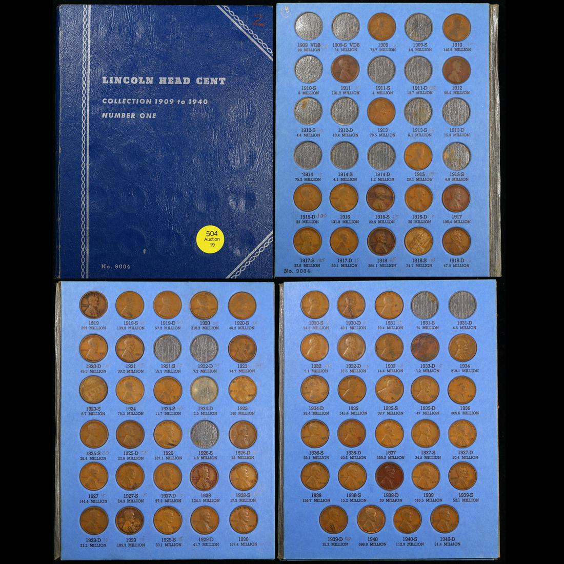 Partially Complete Lincoln Cent Book 1909-1940 69 coins (1 of 5)