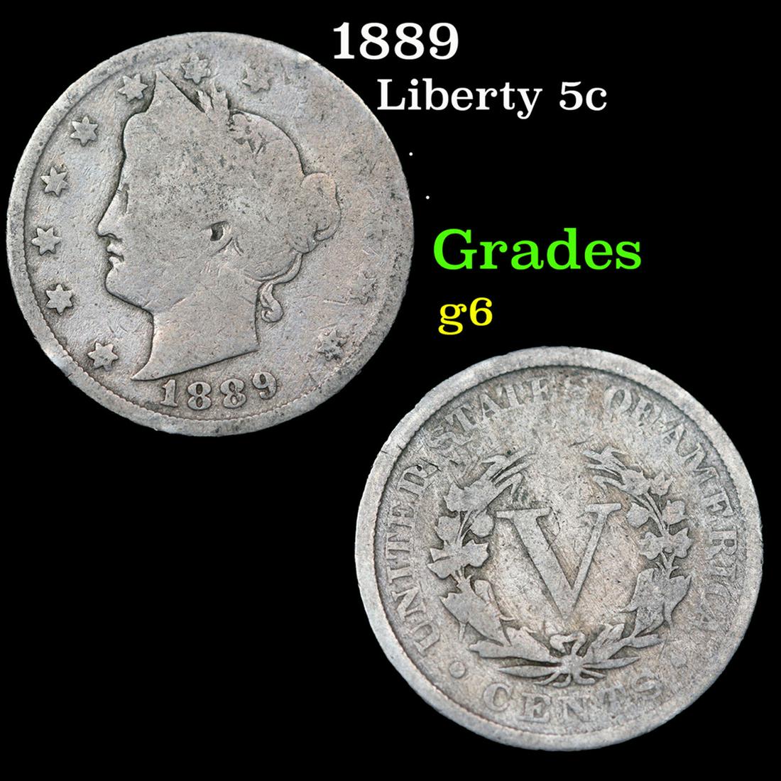 1889 Liberty Nickel 5c Grades g+ (1 of 3)