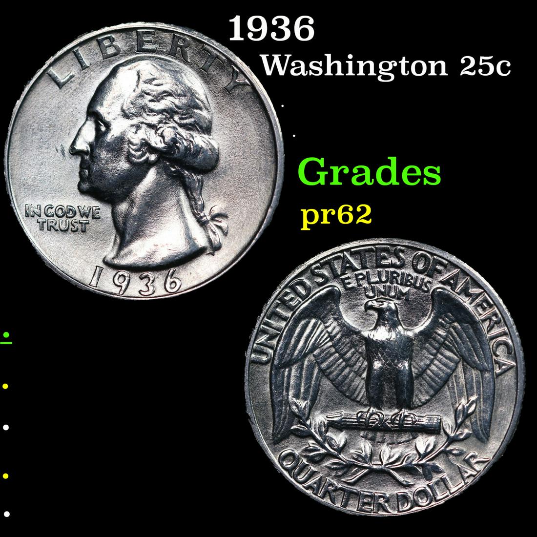 Proof 1936 Washington Quarter 25c Grades Select Proof (1 of 3)