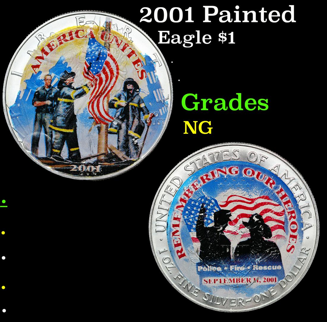 2001 Silver Eagle Dollar Painted $1 Grades NG (1 of 3)