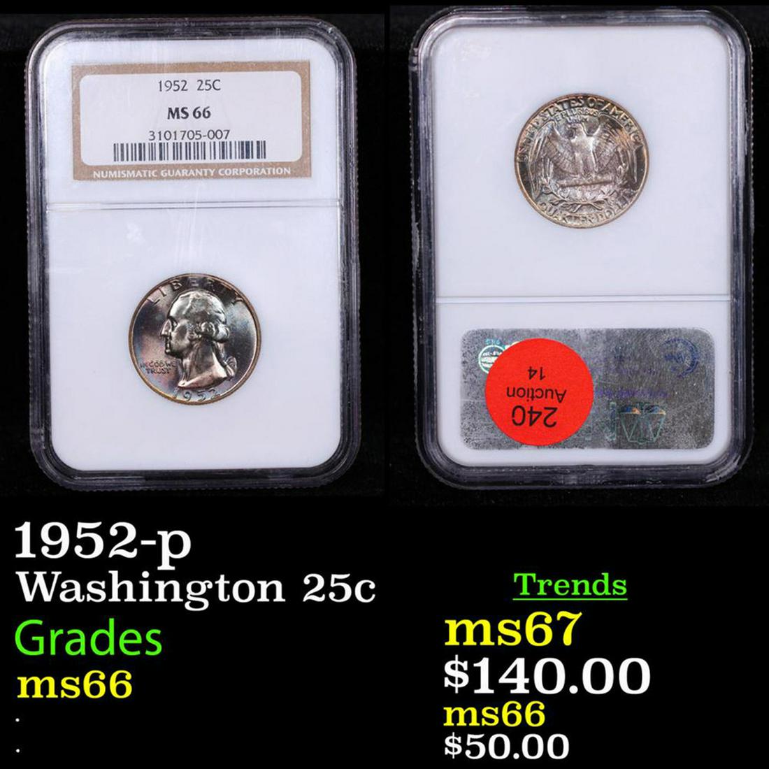 NGC 1952-p Washington Quarter 25c Graded ms66 BY NGC (1 of 3)