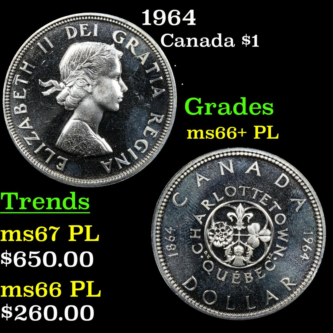 1964 Canada Dollar $1 Grades GEM++ PL (1 of 3)
